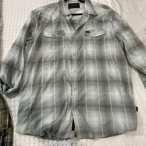 Howler Brothers Gray, Green, and Cream Casual Button Down Shirt